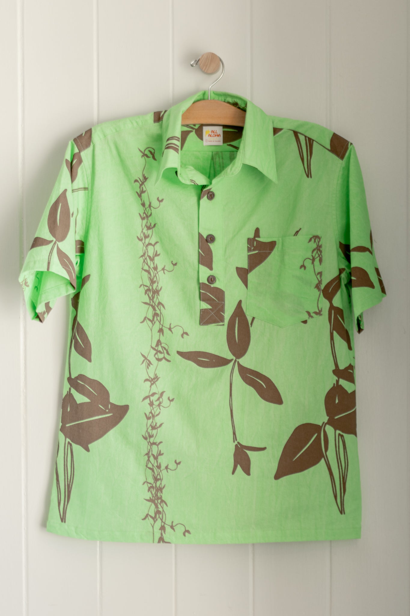 All Aloha | Pullover Aloha Shirt | Hāliʻi Maile - green