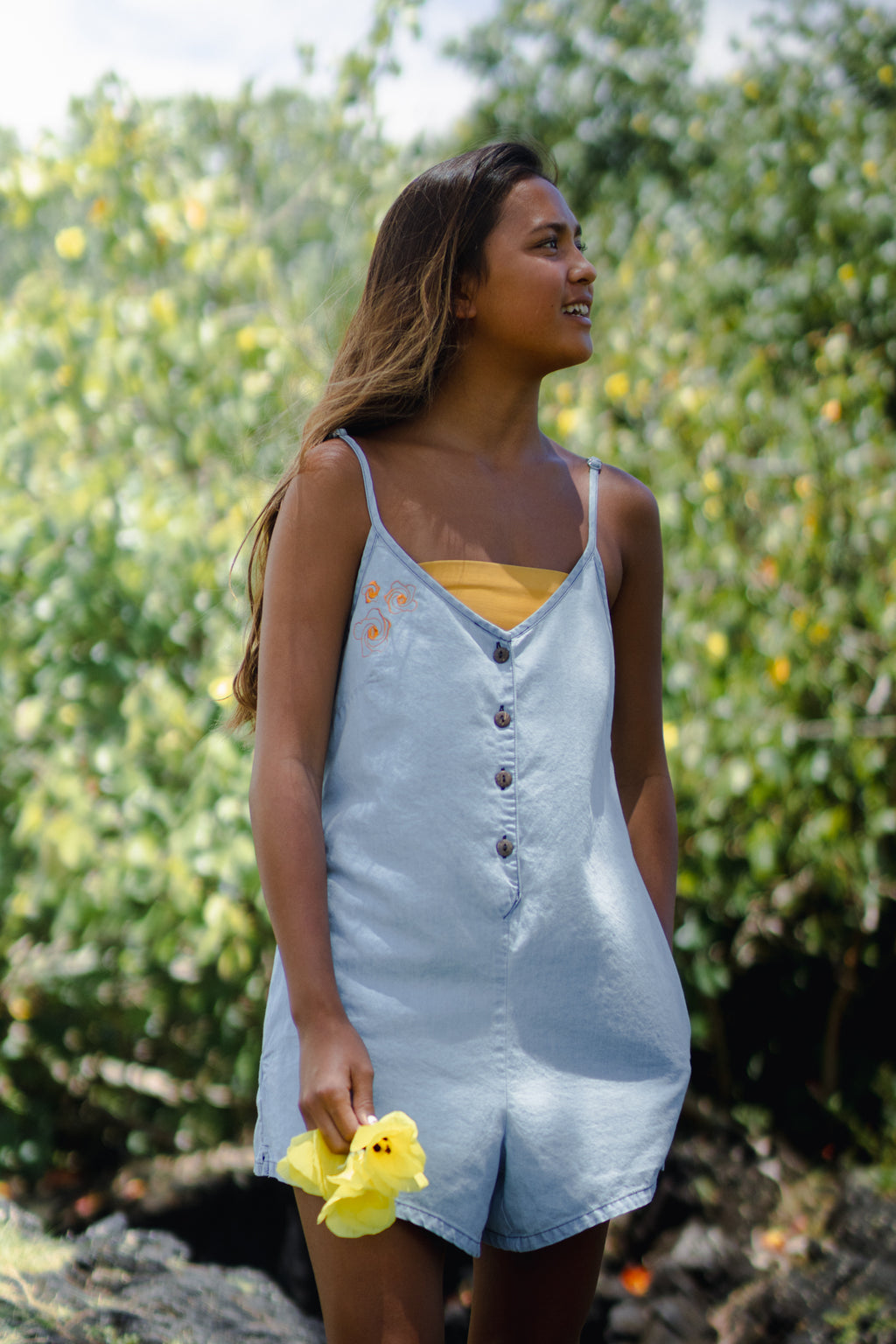 Pua Hau | Aeʻo Romper - light denim