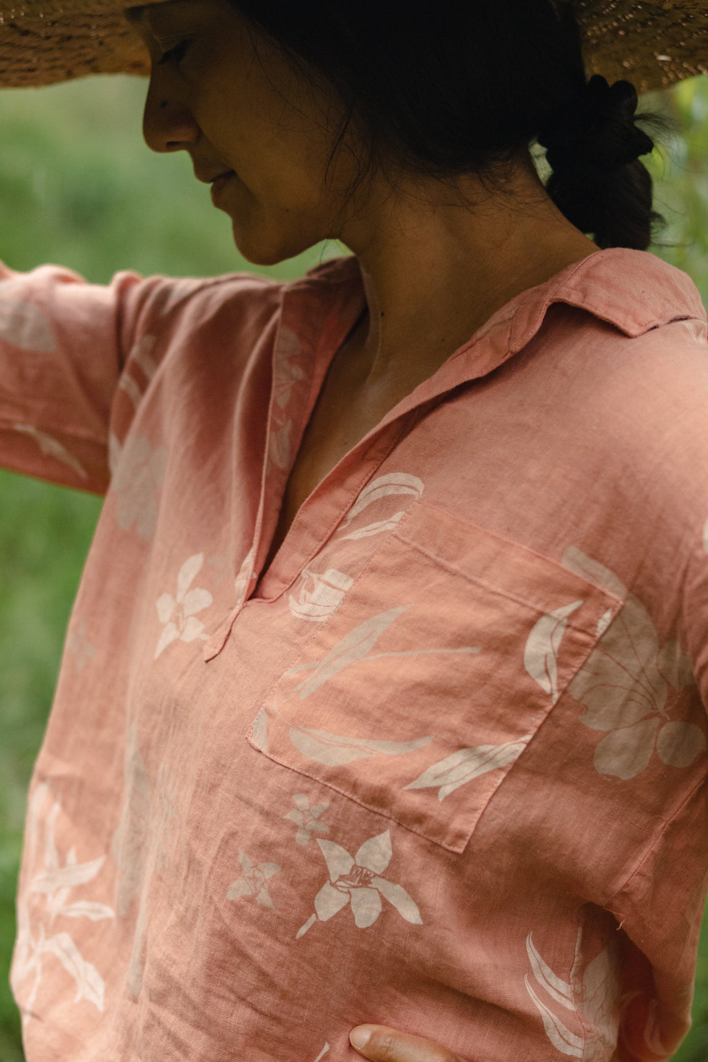 ʻIliahi | Linen Popover Top - dusty rose