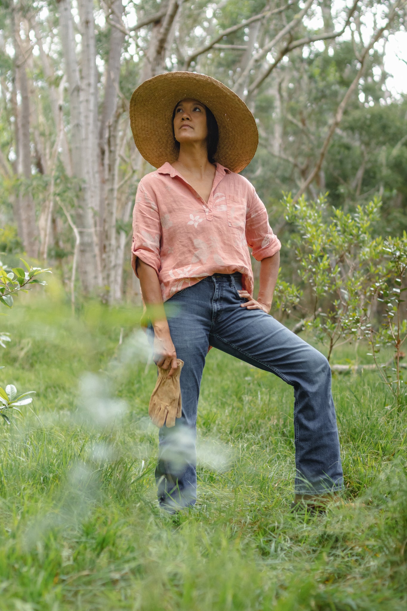 ʻIliahi | Linen Popover Top - dusty rose