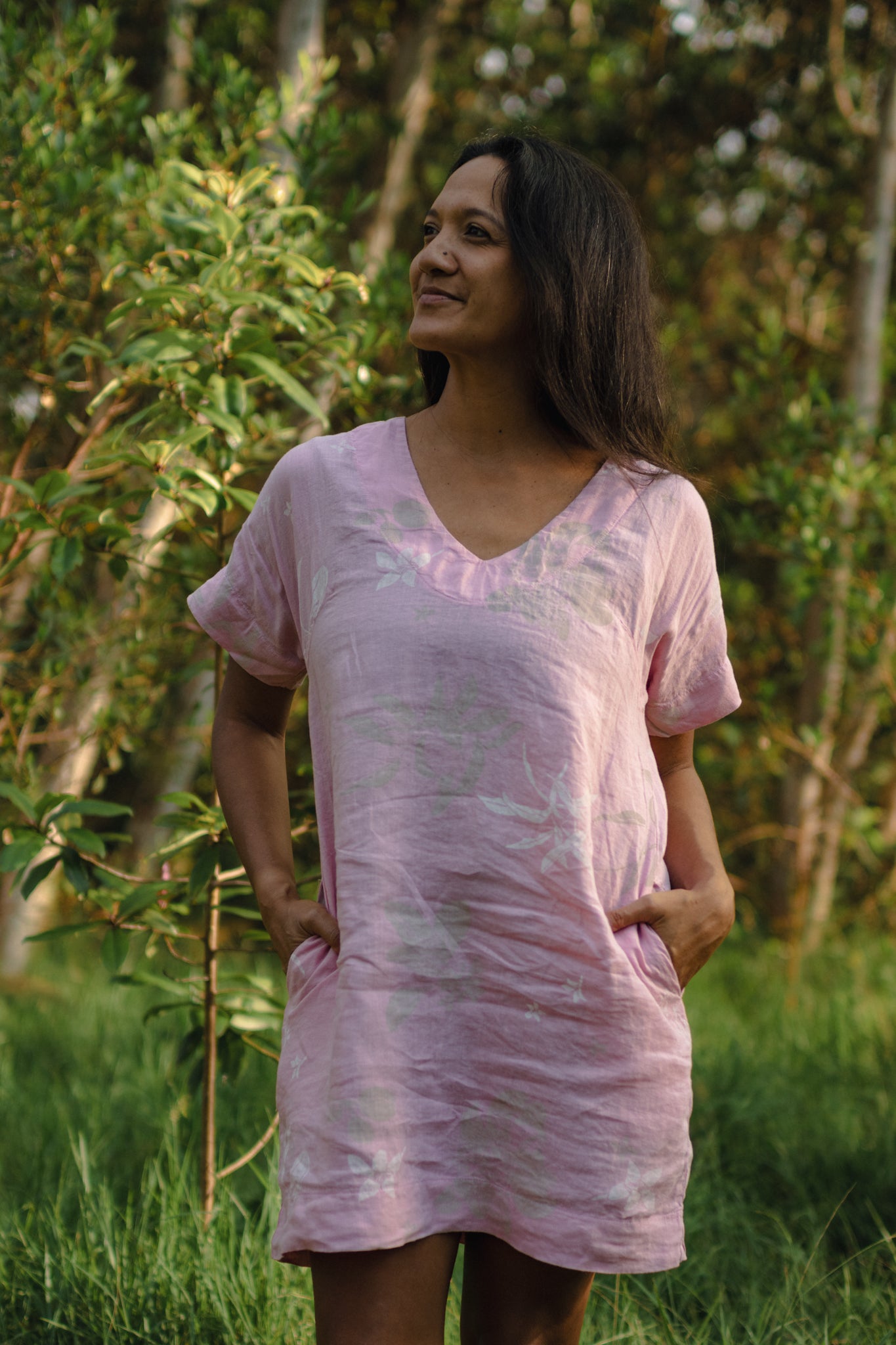 ʻIliahi | Linen Walea Beach Dress - pink