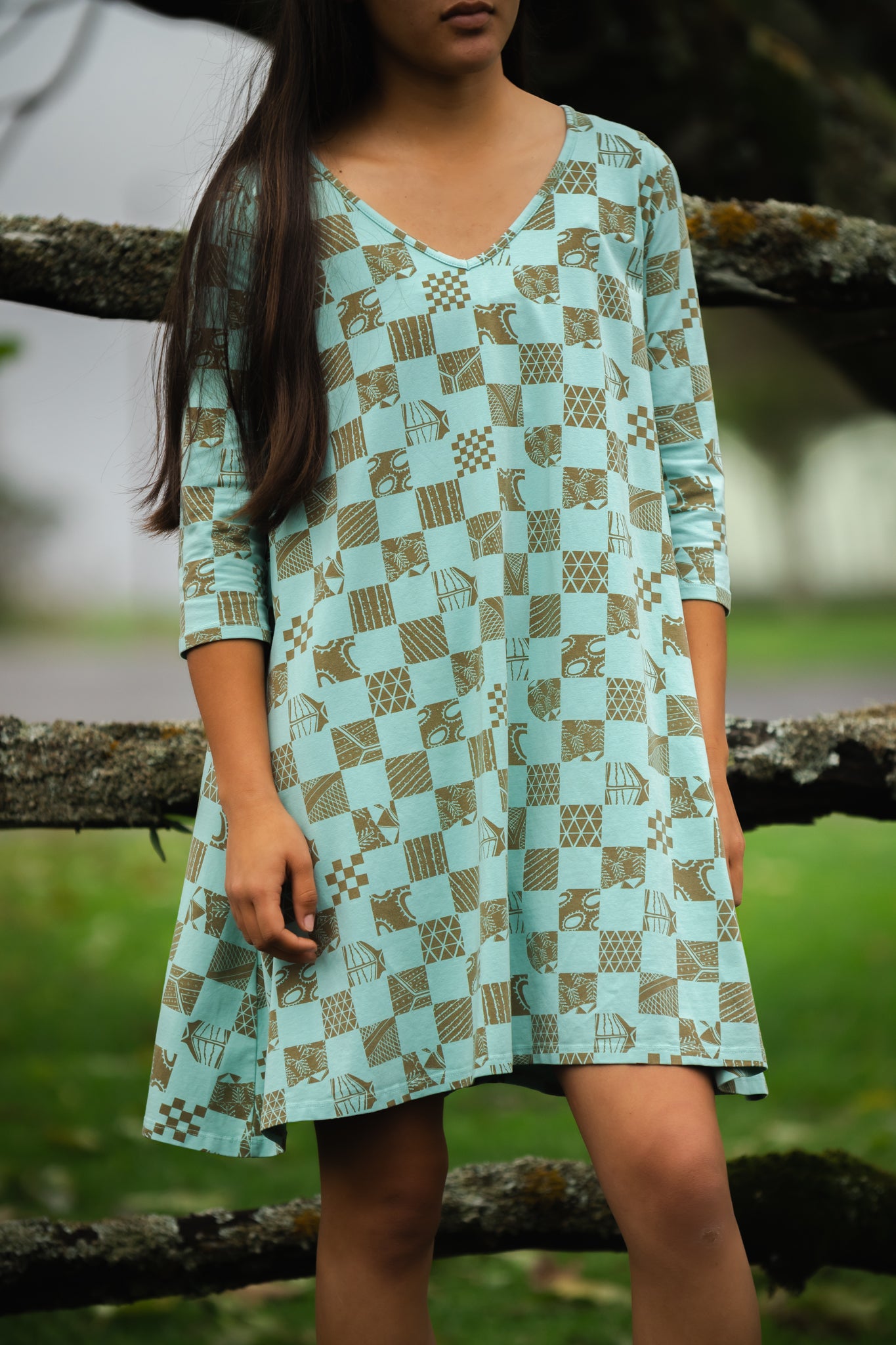 Ipu | 3/4 Sleeve Dress - aqua