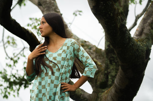 Ipu | 3/4 Sleeve Dress - aqua