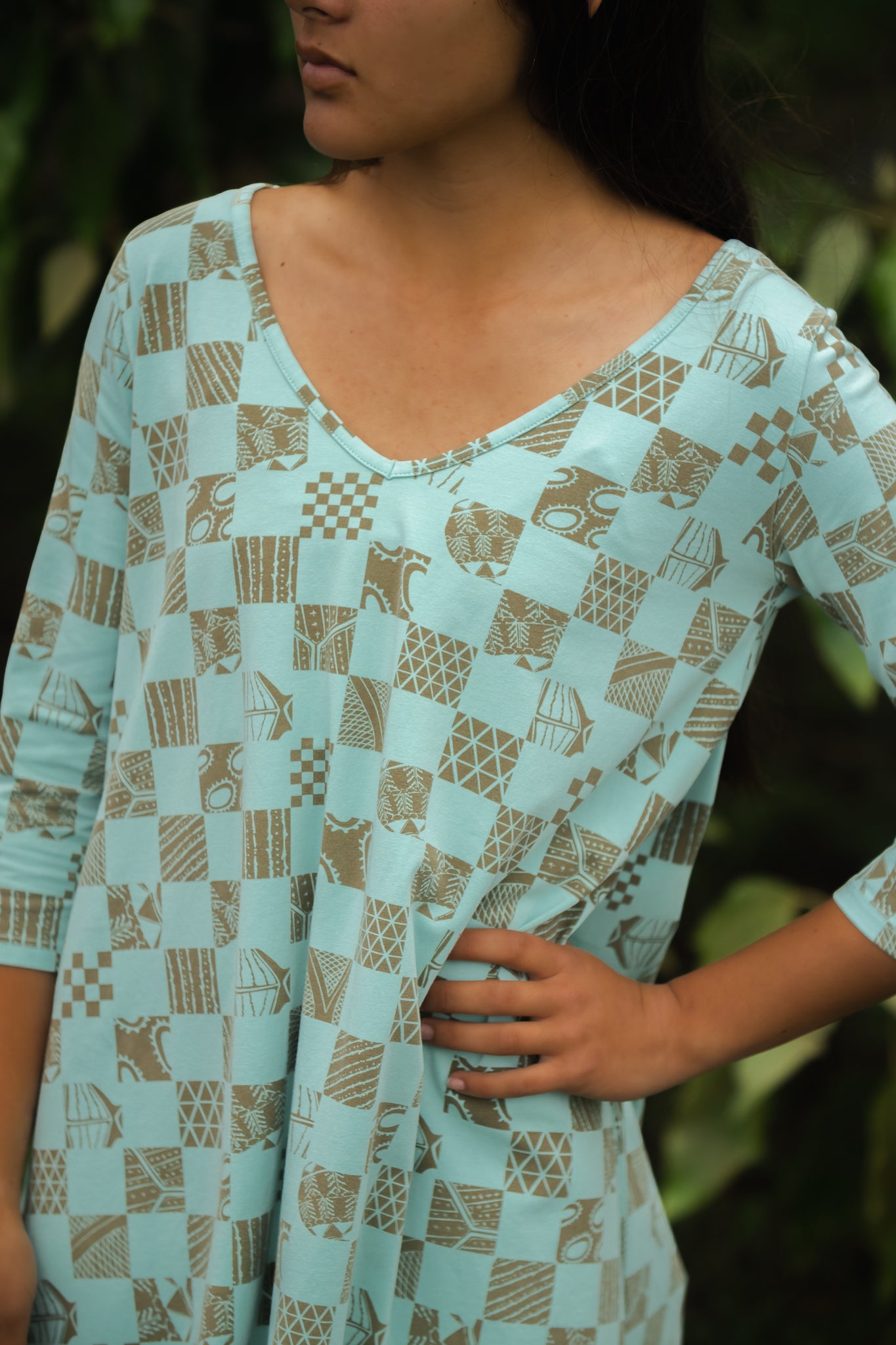 Ipu | 3/4 Sleeve Dress - aqua