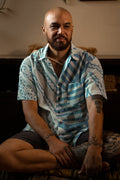 Kīkākapu | Button-down Aloha Shirt - ice blue