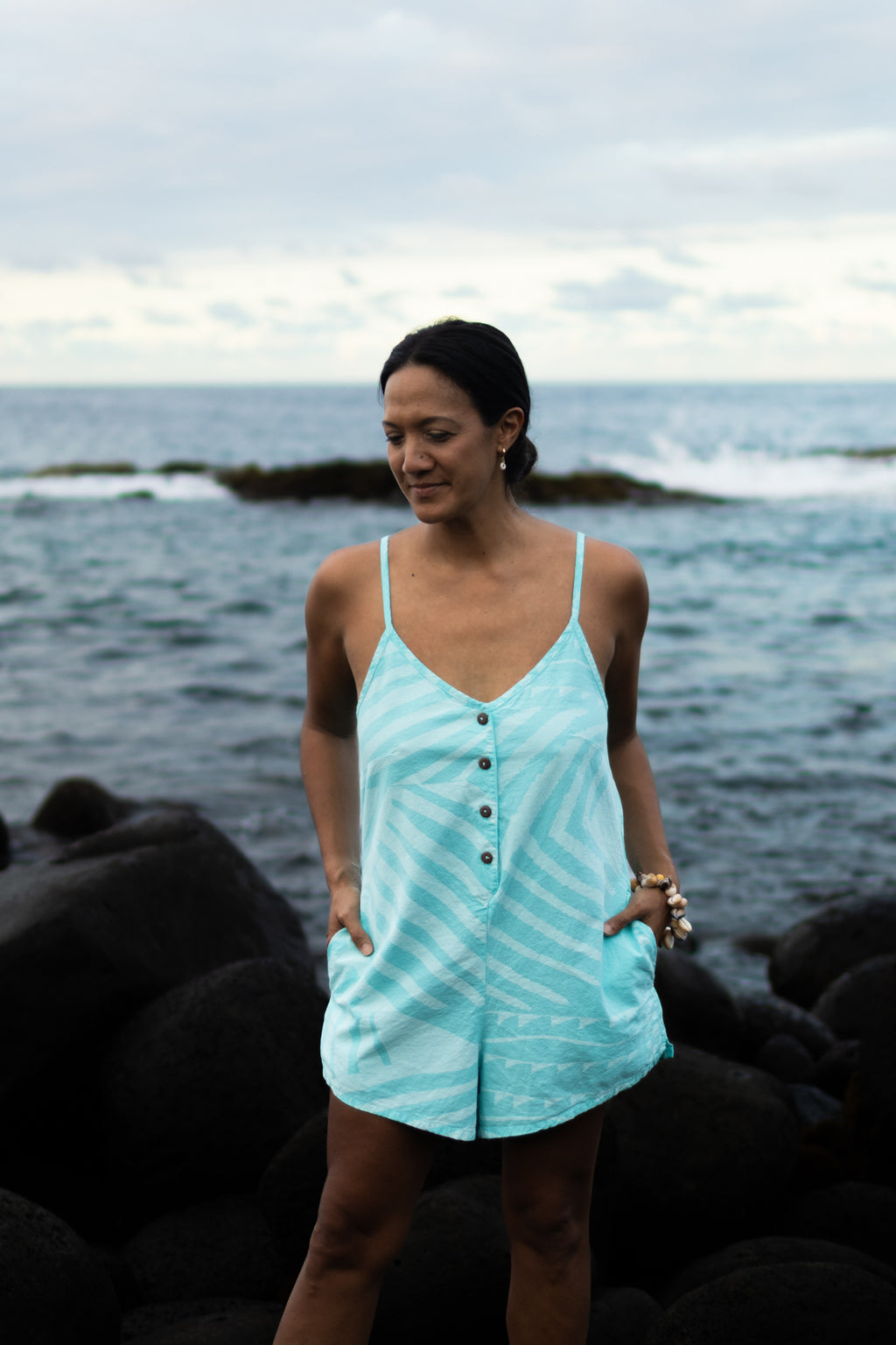 Kīkākapu | Aeʻo Romper - aqua