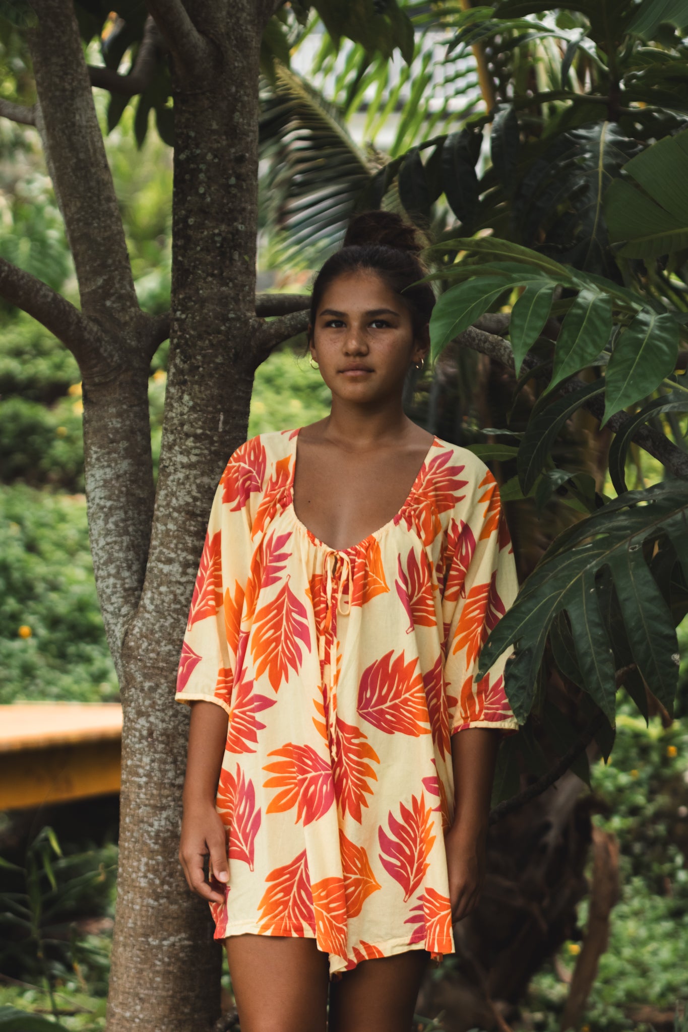 Lau ʻUlu | Tie-Front Romper - yellow