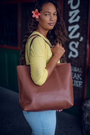 Kaʻilihiwa | Leather tote - 'Āweoweo - cognac - *ASF*